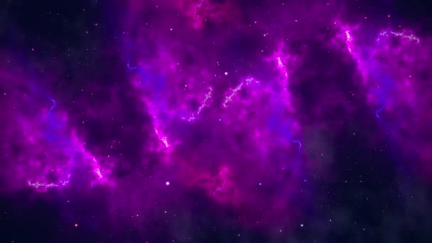 Parlayan Nebulalar Yıldızlar Arasında Uçan Yıldızların Animasyonu Bir Yıldız Kümesi — Stok video