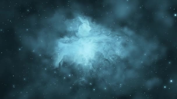 3Dアニメーションヘリックス星雲への宇宙飛行宇宙空間の深い星雲 空飛ぶ星のフレアライト 宇宙空間の背景 塵粒子雲 Sf銀河 タイトル 紹介について — ストック動画
