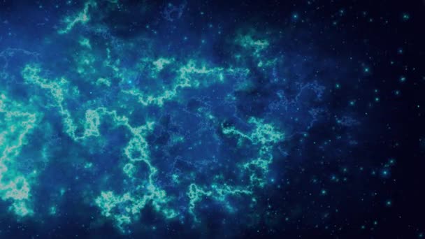 宇宙空間 バックグラウンドスペースアニメーションで銀河雲とネブラ雲のエピックストーム内を飛行します 混雑した星 スパイラル銀河と星 星雲銀河で満たされた宇宙 — ストック動画