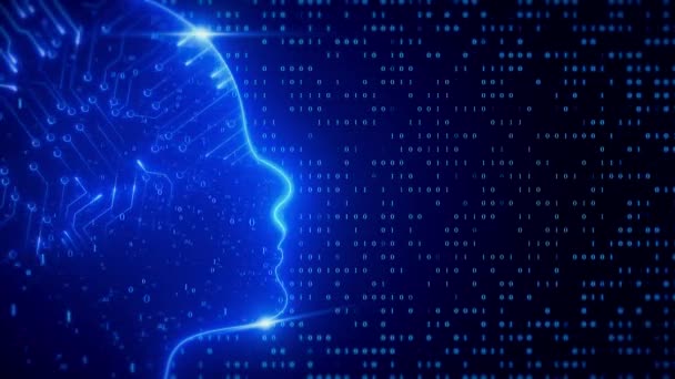Gelecekçi Insan Beyni Arayüzü Kavramı Robot Sistem Geleceğin Entellektüel Programlama — Stok video