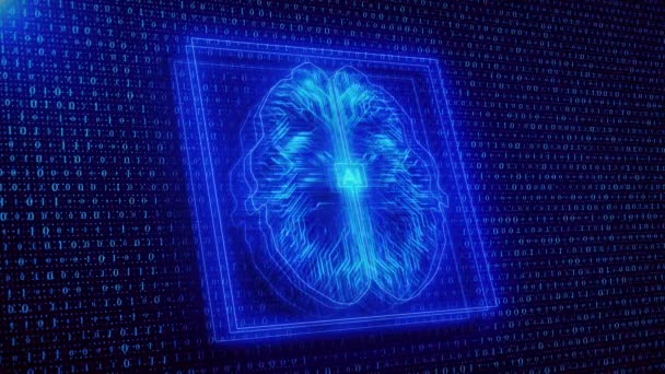 人工智能量子计算机技术数字脑竞价数据深度学习机 脑部扫描思考过程 Iot Internet Things Ai学习发展 电脑聪明的大脑 — 图库视频影像