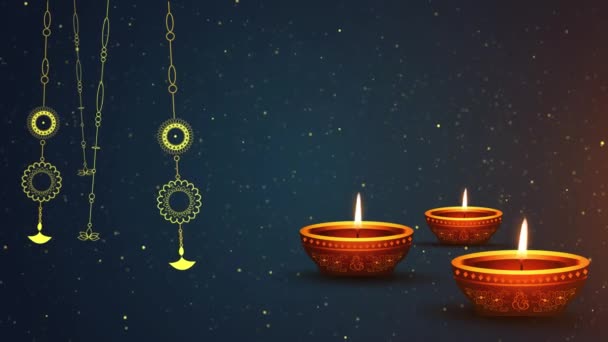 Ευτυχισμένη Diwali Ευχετήρια Κάρτα Του Φεστιβάλ Diya Κομψή Όμορφη Λάμπα — Αρχείο Βίντεο