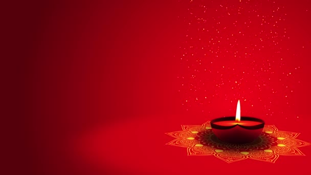 Diwali Festival Achtergrond Branden Olielampen Diya Kaarsen Bloemen Rangoli Gelukkige — Stockvideo