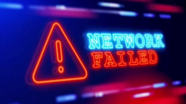 Rede Falhou Alerta Alerta Tela Loop Blinking Erro Falha Animação — Vídeo de Stock