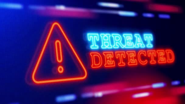 Ameaça Detected Alerta Alerta Tela Loop Blinking Erro Falha Animação — Vídeo de Stock
