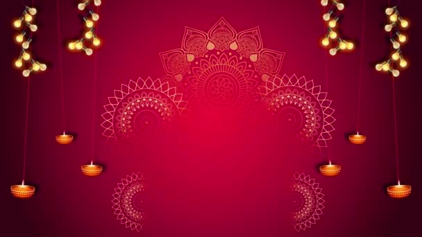 Felice Biglietto Auguri Diwali Del Festival Diya Con Elegante Bella — Video Stock