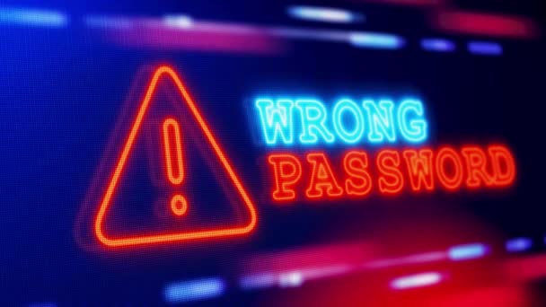Falsches Passwort Warnhinweis Bildschirm Schleife Blinkende Störung Fehleranimation Konzept Des — Stockvideo