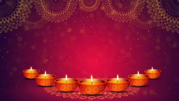 Wesołego Święta Diwali Hindu Kartka Życzeniami Płonące Tło Diya Dla — Wideo stockowe
