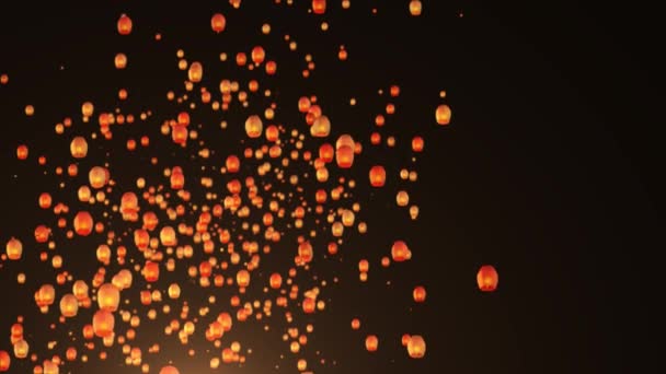 Cielo Linternas Flotantes Lanzan Aire Durante Víspera Año Nuevo Yee — Vídeo de stock