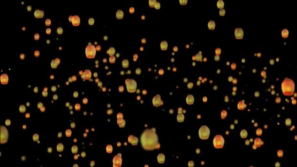 Lanternes Flottantes Yee Peng Festival Flying Sky Lanternes Flamboyantes Animation — Video