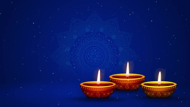 Diwali Pozadí Hořící Květinové Diya Diwali Holiday Hinduistický Festival Světel — Stock video