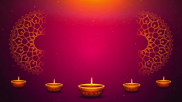 Happy Diwali Deepawali Card Decorative Lights Fireworks Copy Space Diwali — Stock Video