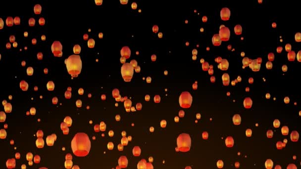 Cielo Linternas Flotantes Lanzan Aire Durante Víspera Año Nuevo Yee — Vídeos de Stock