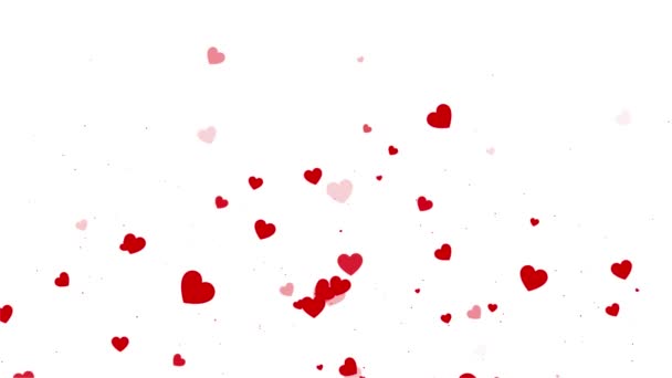 Valentinstag Red Hearts Hintergrund Liebe Herzen Grüßen Festliches Bokeh Funkeln — Stockvideo
