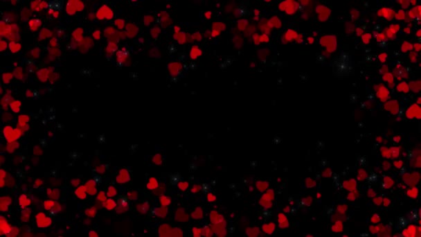 Corazones Brillantes Brillantes Partículas Brillantes Día San Valentín Amor Animación — Vídeo de stock