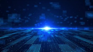 Dijital Siberuzay Parçacıkları Veri Ağı Bağlantıları. Yüksek Hız Bağlantısı Analiz Teknolojisi Arkaplan Kavramı. Gelecekçi internet büyük verileri. Uzay akıntıları. Kablo çerçevesi. İnternet Sanal Gerçekliği