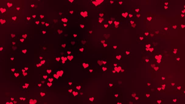 Błyszczące Błyszczące Serca Świecące Cząstki Walentynki Animacja Miłosna Walentynki Animacja — Wideo stockowe