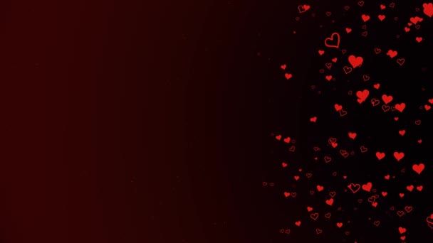 Partículas Flying Hearts Día San Valentín Partículas Polvo Resumen Antecedentes — Vídeo de stock