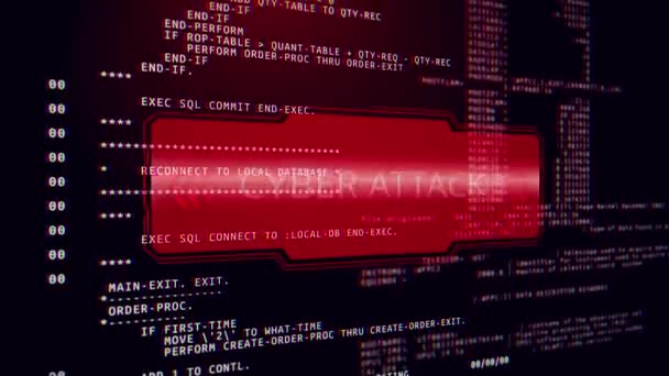 Achtung Gefahrensymbol Auf Dunkelrotem Glitzerhintergrund Computer Virus System Hacked Error — Stockvideo