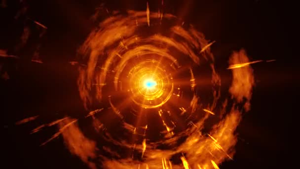 Научно Фантастический Киберпанк Высокотехнологичное Будущее Туннельный Трансформатор Красный Неоновый Свет — стоковое видео
