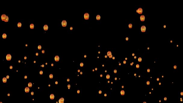 Belas Lanternas Céu Voando Céu Noturno Ano Novo Evento Natal — Vídeo de Stock