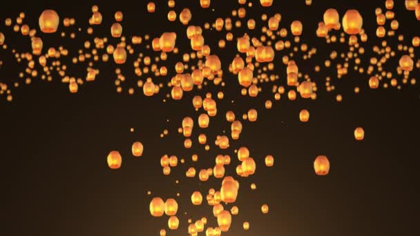 Ciel Sombre Rempli Lanternes Flottantes Nuit Ciel Volant Lanternes Nouvel — Video