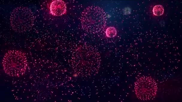 Farbenfrohe Weihnachtsfeuerwerk Der Dämmerung Urlaub Hintergrund Mit Feuerwerk Und Sternen — Stockvideo