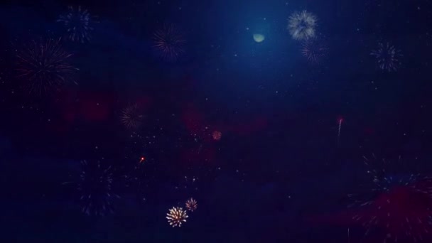 Barevný Ohňostroj Oslavuje Noc Štěstí Festival Ohňostrojů Jasné Crackers Světla — Stock video