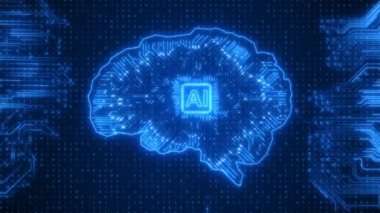 Yapay zeka yapay zeka büyük veri akışı analizi, gelecek veri madenciliği, derin öğrenme. Modern bilgisayar Siber Teknoloji İnovasyonu. Blockchain Mühendislik robotu Yüksek Teknolojik İşlemci Mikroçipiyle karşı karşıya.