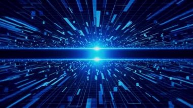 Geleceğin teknolojisi. Büyük veri geçmişi. Veri bacası ai ağı. Kuantum düğümleri. Tünel Dalga Hatları. Büyük Veri Akımı Görselleştirme. Matrix IOT ai bilim hologram ızgarası yüksek teknoloji siber uzay. blok zinciri Al