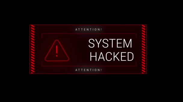 Системне Попередження Вірус Знак Цифровий Шум Ефект Екран Фон Код — стокове відео