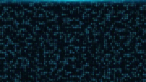 Fluxo Informação Chuva Digital Matriz Binária Computador Código Binário Matriz — Vídeo de Stock