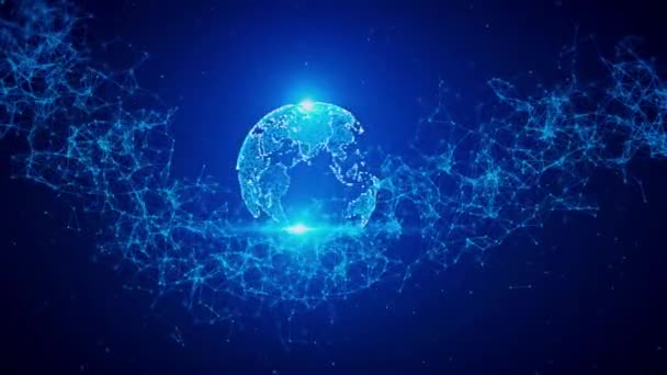 Global Technology Planète Terre Dans Cyberespace Flux Mondial Big Data — Video