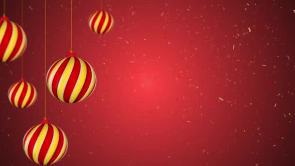 Geschmückte Weihnachtskugeln Urlaub Auf Glitzernden Teilchen Frohes Neues Jahr Frohe — Stockvideo