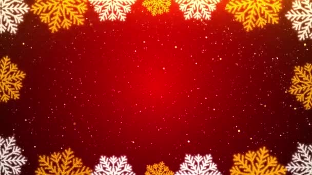 Yılbaşı Noel Süsleri Festivalsel Çerçeve Konfeti Kar Tanelerinin Arka Planında — Stok video
