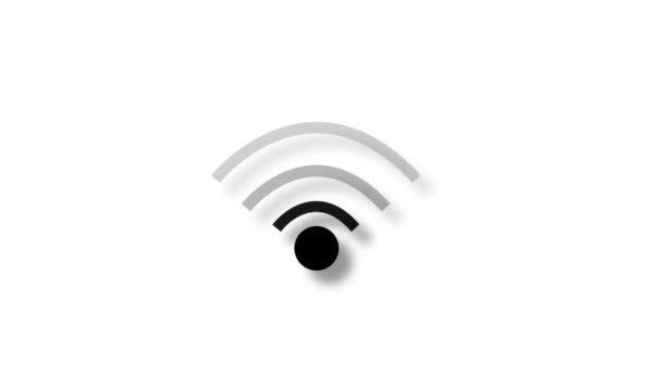 Ikona Sieci Bezprzewodowej Wifi Sygnał Fali Wifi Symbol Punkt Zmiany — Wideo stockowe