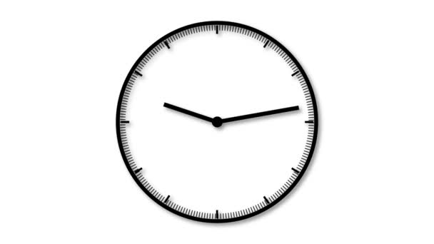 数字负数倒计时一小时数字计时器停止观看钟表面朝时 墙上的时钟 运行时间指针 时钟在30秒内倒计时12小时 无缝圈 时间流逝 — 图库视频影像