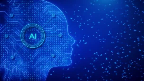 未来人工智能技术机器学习 面向电路板二进制数据流背景 人类数字计算 机器人革命大数据 人工智能数据挖掘 大脑学习 — 图库视频影像