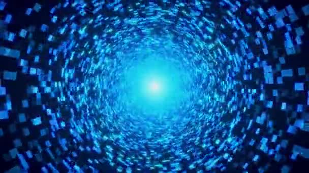 4K Blue circle science-fiction futuriste tunnel de science-fiction technique Vol dans la structure web, néon abstrait. Rayons d'hyperespace dans le voyage dans le temps. big data salut technologie flux d'information blockchain metaverse