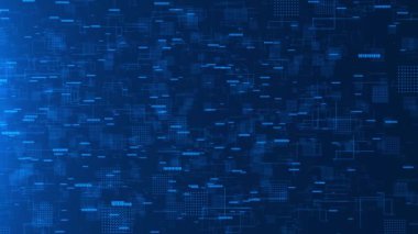 4K 3D Dijital Teknolojik Tünel. Büyük Veri Dijital Tünel kare fütüristik matrisi. İkili kod parçacıkları ağı. Teknoloji ve bağlantı hareketi geçmişi. blok zinciri, sunucu, yüksek hızlı İnternet,
