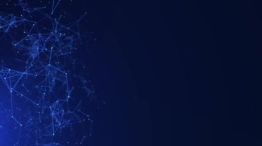 Animasyon 4K parçacıkları veri ışınları geliyor. 5G büyük veri bağlantısını gösteriyor. Nesnelerin UI 'sinin gelecekteki internetini gösteren soyut bir arkaplan. Ağ bağlantısında veri transferi. Yapay Zeka