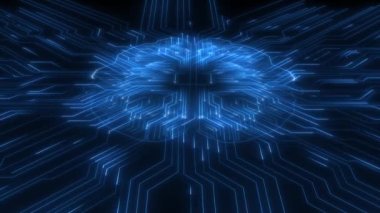 Yüksek Teknoloji Yapay Zeka Beyin Fırtınası Beyin Devre Konsepti. Elektronik beyin işlemcisi derin öğrenme. PCB baskılı devre kartı. Şeylerin IOT İnternet 'i.