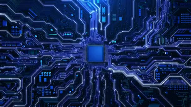 4K人工智能Ai电路板 电子计算机硬件技术 主板数字芯片 技术科学背景 处理器 网络朋克网络空间 创新机器学习 — 图库视频影像