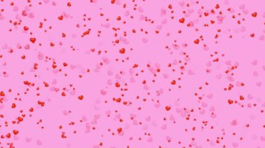 4K 3D Sevgililer Günü Pembe Kırmızı Animasyon Kalpleri Aşkı Kutluyor. Bokeh şenliği, ışıltı, Sevgililer Günü için kalp, evlilik yıldönümü. Anneler günü, evlilik yıldönümü davetiyesi e-kartı.