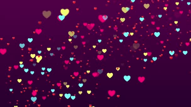 Καρδιές Πετώντας Σωματιδίων Ημέρα Του Αγίου Βαλεντίνου Ροζ Κόκκινες Καρδιές — Αρχείο Βίντεο