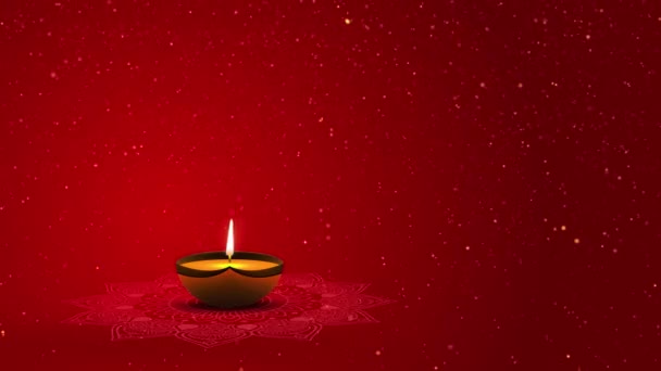 Happy Diwali Hindu Festival Greeting Card Burning Diya Background Light — Stock Video