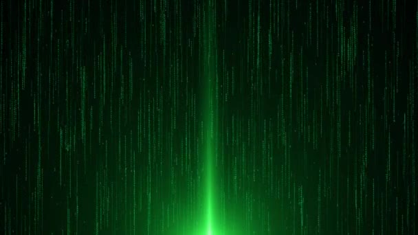 Chuva Matriz Verde Digital Queda Cyberpunk Código Binário Processamento Dados — Vídeo de Stock