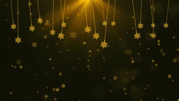Karácsonyi Dekoráció Csillogó Háttér Hópelyhek Alá Fehér Hópelyhek Csillámok Éjszakai — Stock videók