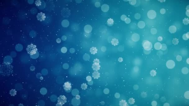 Inverno Glittering Fundo Queda Flocos Neve Confete Flocos Neve Bokeh — Vídeo de Stock