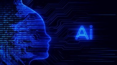 Siber Teknoloji İcat Yapay Zeka Yapay Zeka Beyin Animasyonu. Dijital Büyük Veri Akımı. Derin Öğrenme konsepti. Modern Fütürist Makine Öğrenme, Sanal Devre Veri Aktarım Çipi